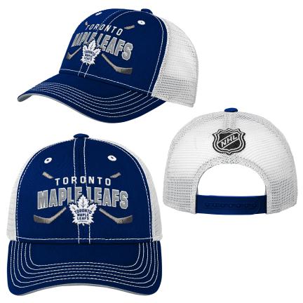 Toronto Maple Leafs NHL Outerstuff Kids Navy Trucker Lockup Meshback Snapback Hat product image 3, provided for visual