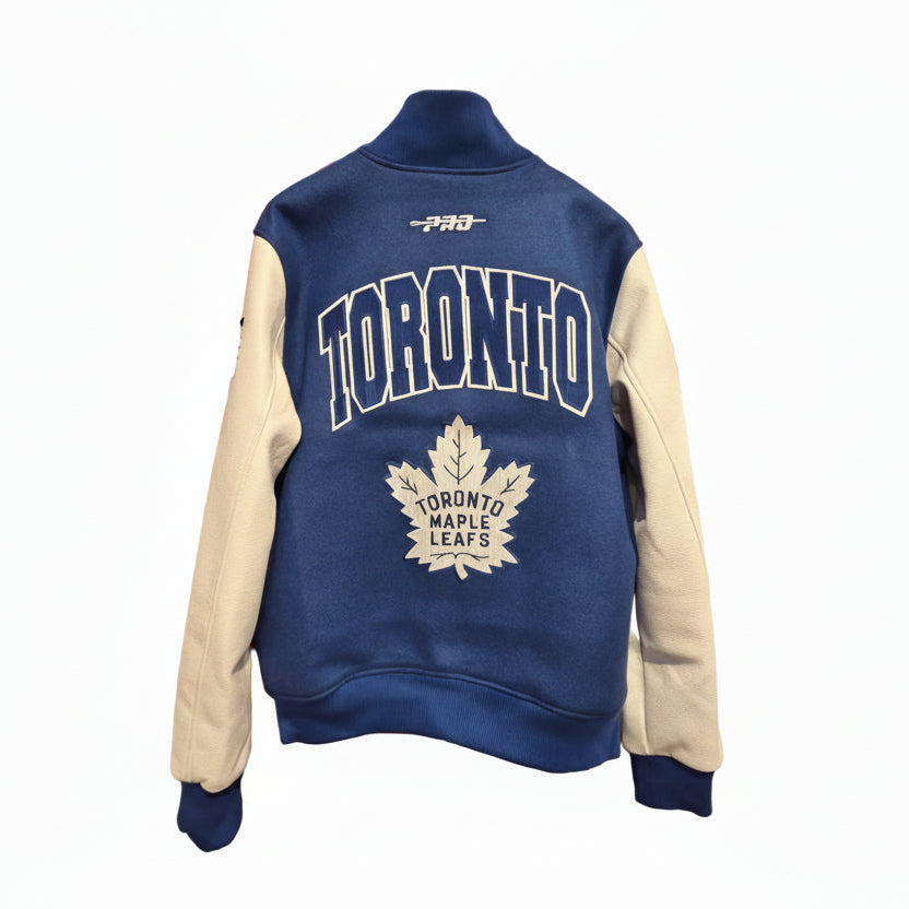 Toronto Maple Leafs NHL Pro Standard Men Royal Blue/White City Arch Wool Varsity Jacket product image 2, provided for visual
