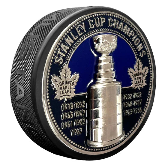 Toronto Maple Leafs NHL Ultra 3D Stanley Cup Medallion Hockey Puck product image 1, provided for visual reference and