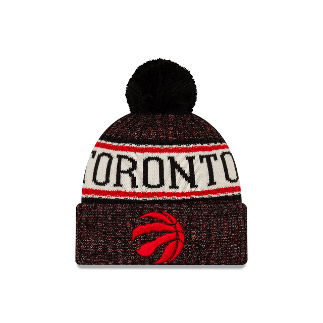 Toronto Raptors NBA New Era Men Black Sport Cuff Pom Knit product image 1, provided for visual reference and product detail