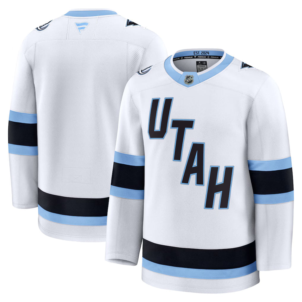Utah Mammoth NHL Fanatics Branded Men White Premium Away Jersey product image 3, provided for visual reference and product