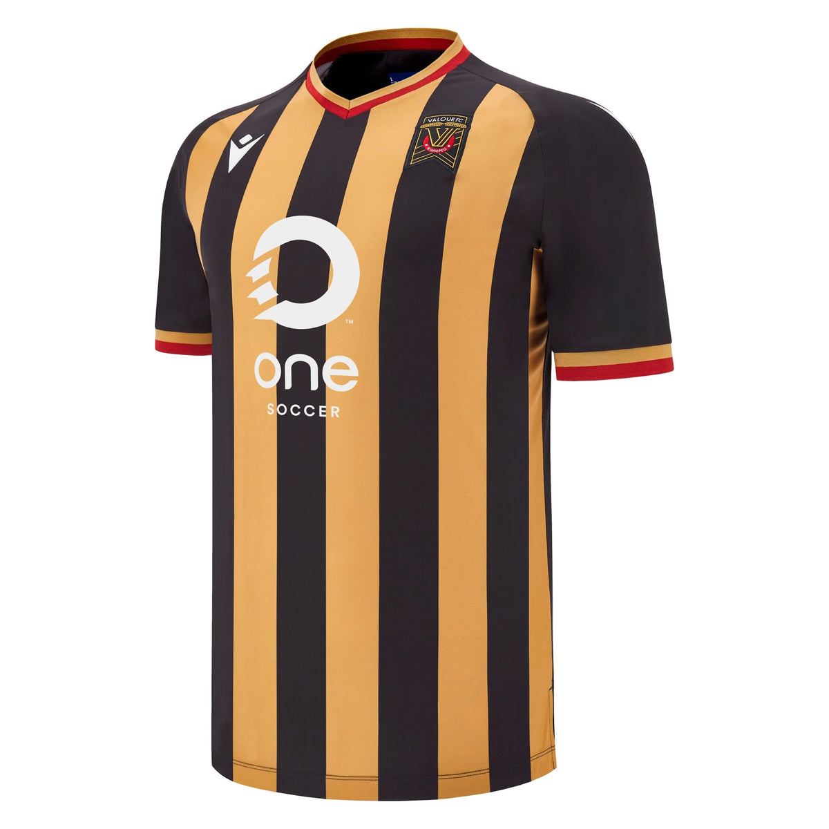 Valour FC CPL Macron Men Black/Gold 2025/26 Primary Match Jersey product image 1, provided for visual reference and product