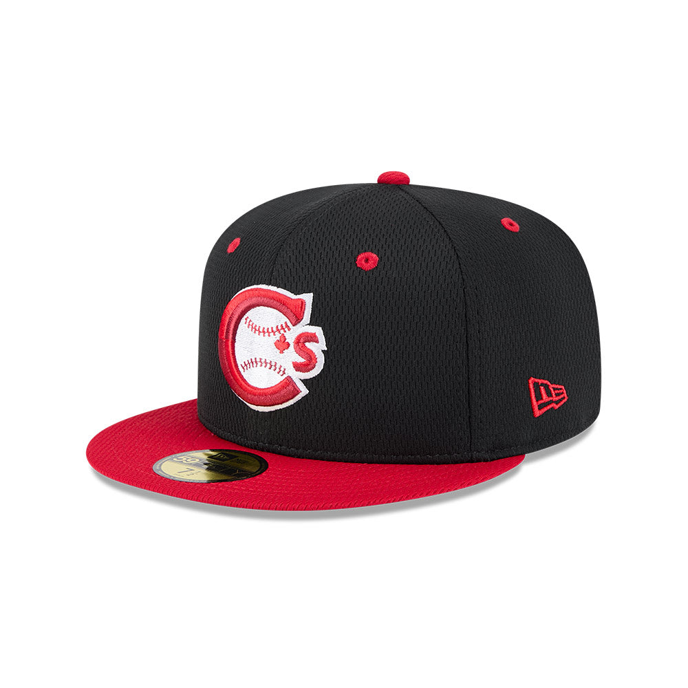 Vancouver Canadians MiLB New Era Men Black/Red 59Fifty Batting Practice Fitted Hat product image 1, provided for visual