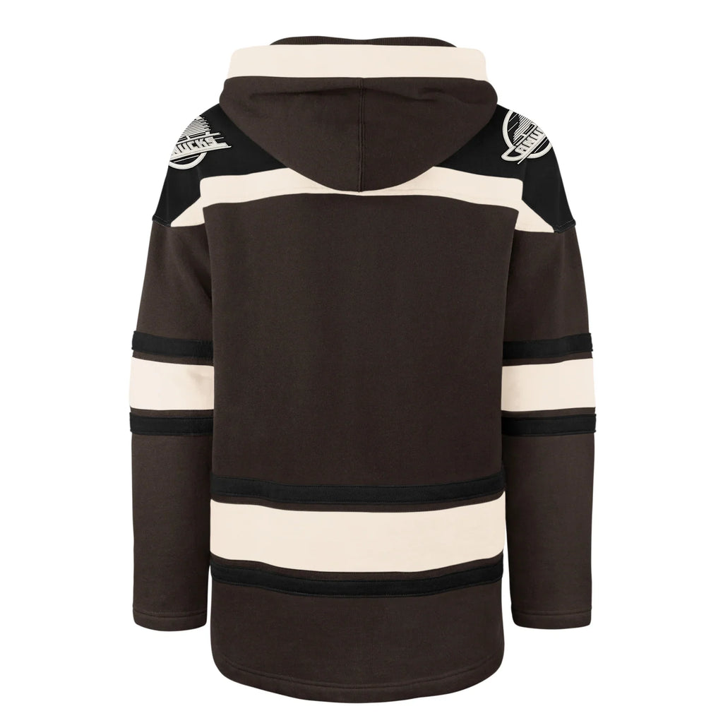 Vancouver Canucks NHL 47 Brand Men Dark Chocolate Heavyweight Lacer Hoodie product image 2, provided for visual reference