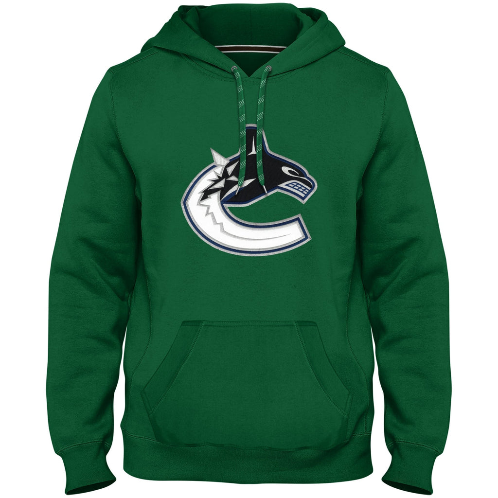 Vancouver Canucks NHL Bulletin Men Green Express Twill Logo Hoodie product image 1, provided for visual reference and