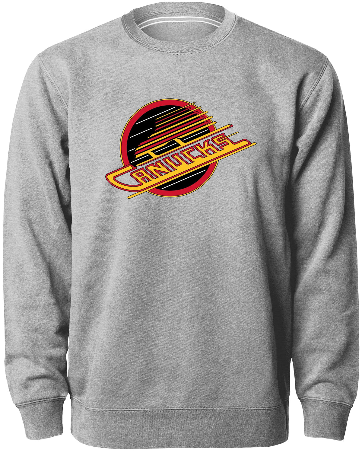 Vancouver Canucks NHL Bulletin Men Athletic Grey Twill Logo Express Crew Sweater product image 1, provided for visual