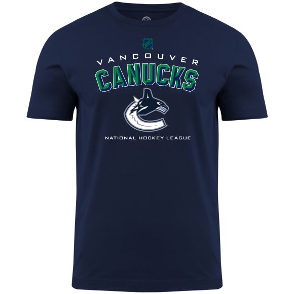 Vancouver Canucks NHL Bulletin Men Navy Bevel T-Shirt product image 1, provided for visual reference and product detail