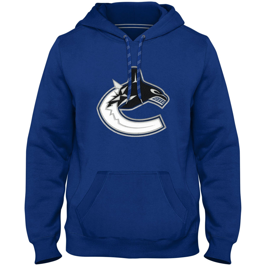 Vancouver Canucks NHL Bulletin Men Royal Express Twill Logo Hoodie product image 1, provided for visual reference and