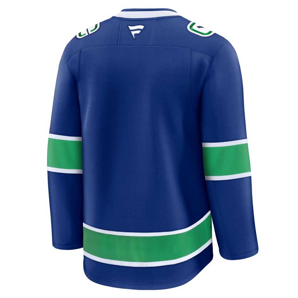 Vancouver Canucks NHL Fanatics Branded Men Royal Blue Premium Jersey product image 2, provided for visual reference and