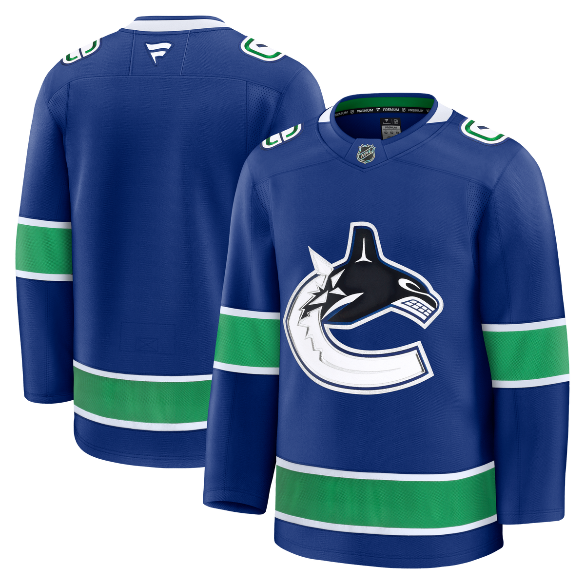 Vancouver Canucks NHL Fanatics Branded Men Royal Blue Premium Jersey product image 3, provided for visual reference and