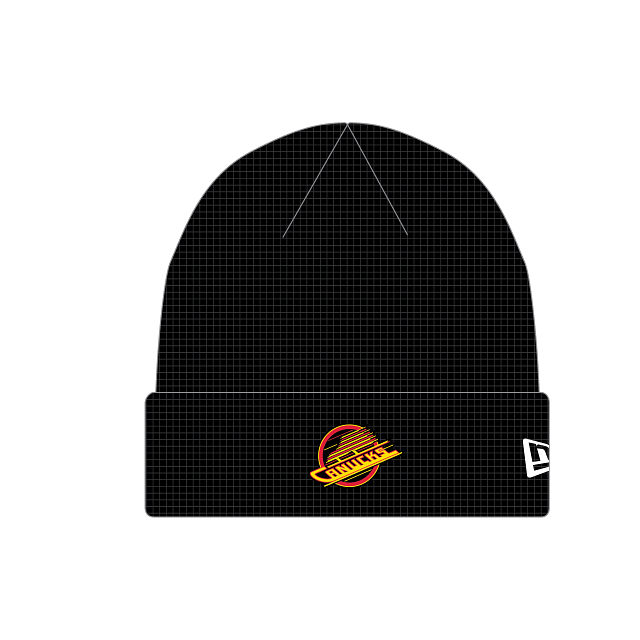Vancouver Canucks NHL New Era Men Black Waffle Beanie Knit Hat product image 1, provided for visual reference and product