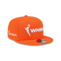 WNBA Logo New Era Men Orange 9Fifty Script Snapback product image 1, provided for visual reference and product detail review