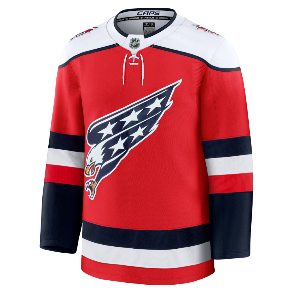 Washington Capitals NHL Fanatics Branded Men Red Alternate Premium Jersey product image 1, provided for visual reference and
