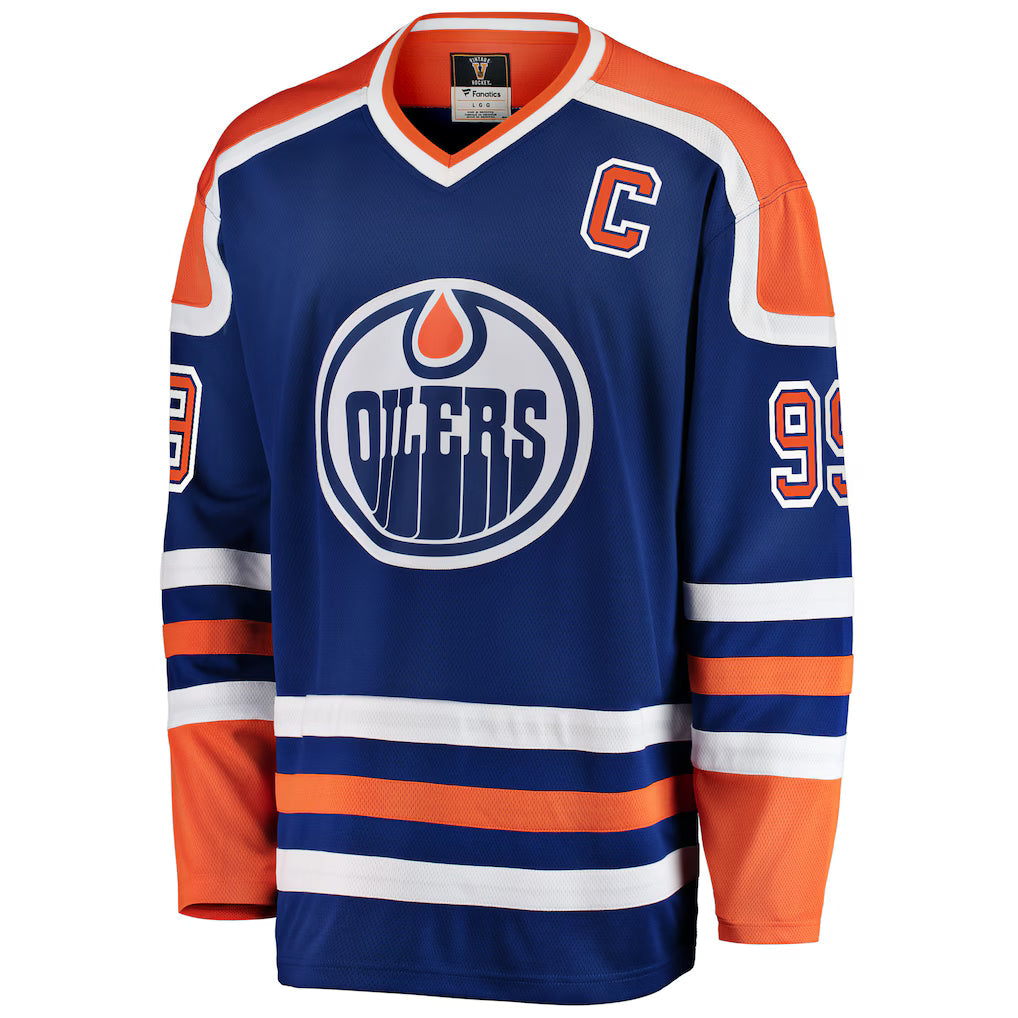 Wayne Gretzky Edmonton Oilers NHL Fanatics Branded Men Royal Blue Premier Vintage Breakaway Jersey product image 2, provided