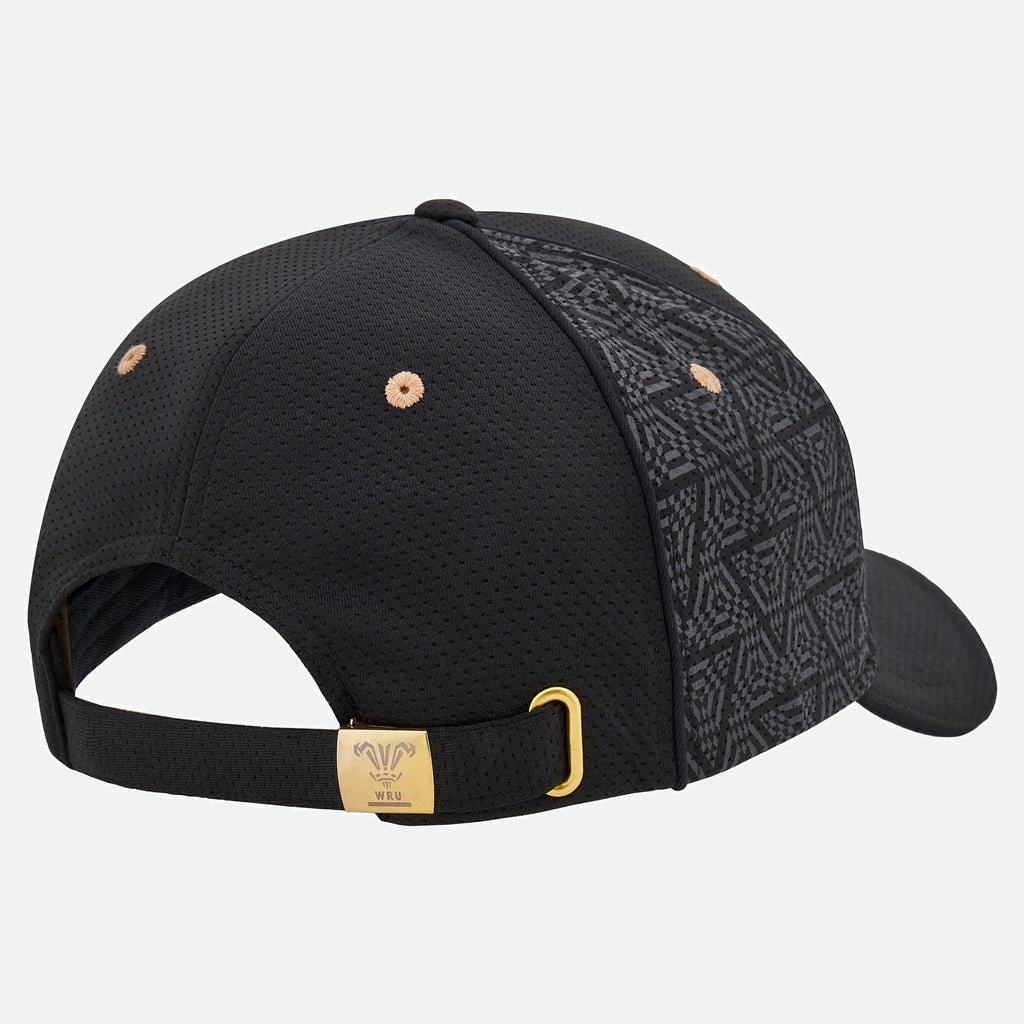 Welsh Rugby WRU World Rugby Macron 2024/25 Men Black Adjustable Hat product image 2, provided for visual reference and