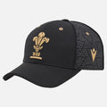 Welsh Rugby WRU World Rugby Macron 2024/25 Men Black Adjustable Hat product image 1, provided for visual reference and