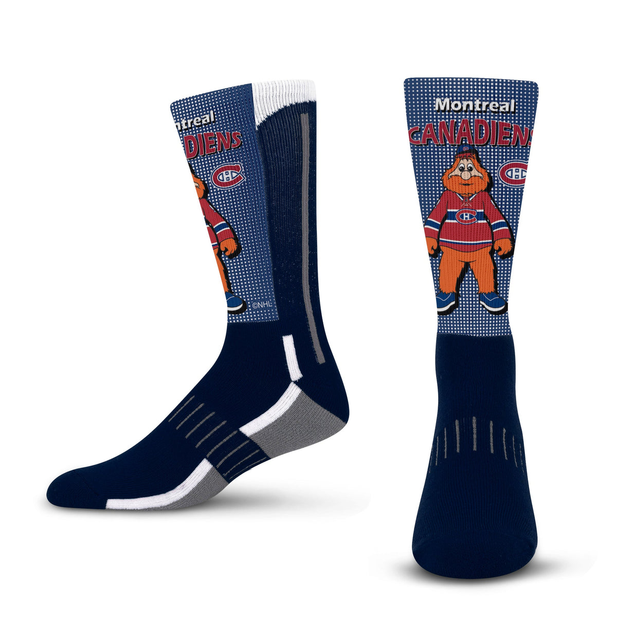 Youppi Montreal Canadiens NHL For Bare Feet Men Navy Mascot Fever Crew Socks product image 1, provided for visual reference