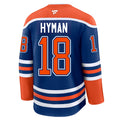 Zach Hyman Edmonton Oilers NHL Fanatics Branded Men Royal Blue Premium Jersey product image 1, provided for visual reference