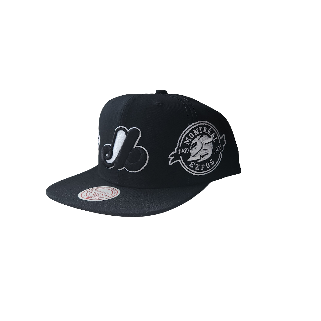 Montreal Expos MLB Mitchell & Ness Men Black Trifecta Cooperstown Original Fit Snapback product image 2, provided for visual