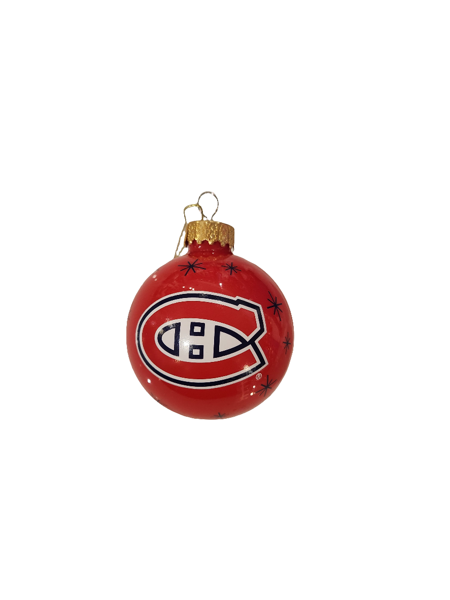 Montreal Canadiens NHL FOCO Printed Team logo Glass Ball Ornament product image 1, provided for visual reference and product