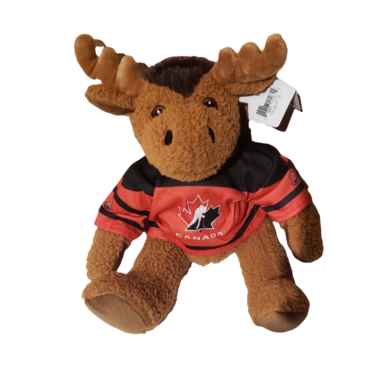 Moose Hockey Canada IIHF Stuffed Animal House 10" Curly Gritter product image 1, provided for visual reference and product