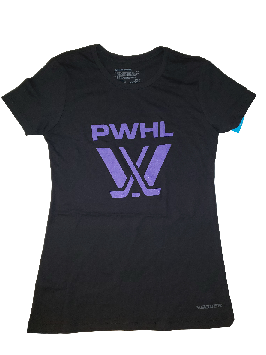 PWHL Bauer Women Black Graphic Logo T-Shirt product image 1, provided for visual reference and product detail review