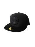 Edmonton Oilers NHL New Era Men Black On Black 59Fifty Fitted Hat product image 1, provided for visual reference and product
