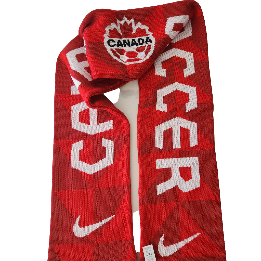 Ashley Lawrence Canada Soccer FIFA Nike Red Jacquard Player Scarf product image 3, provided for visual reference and product