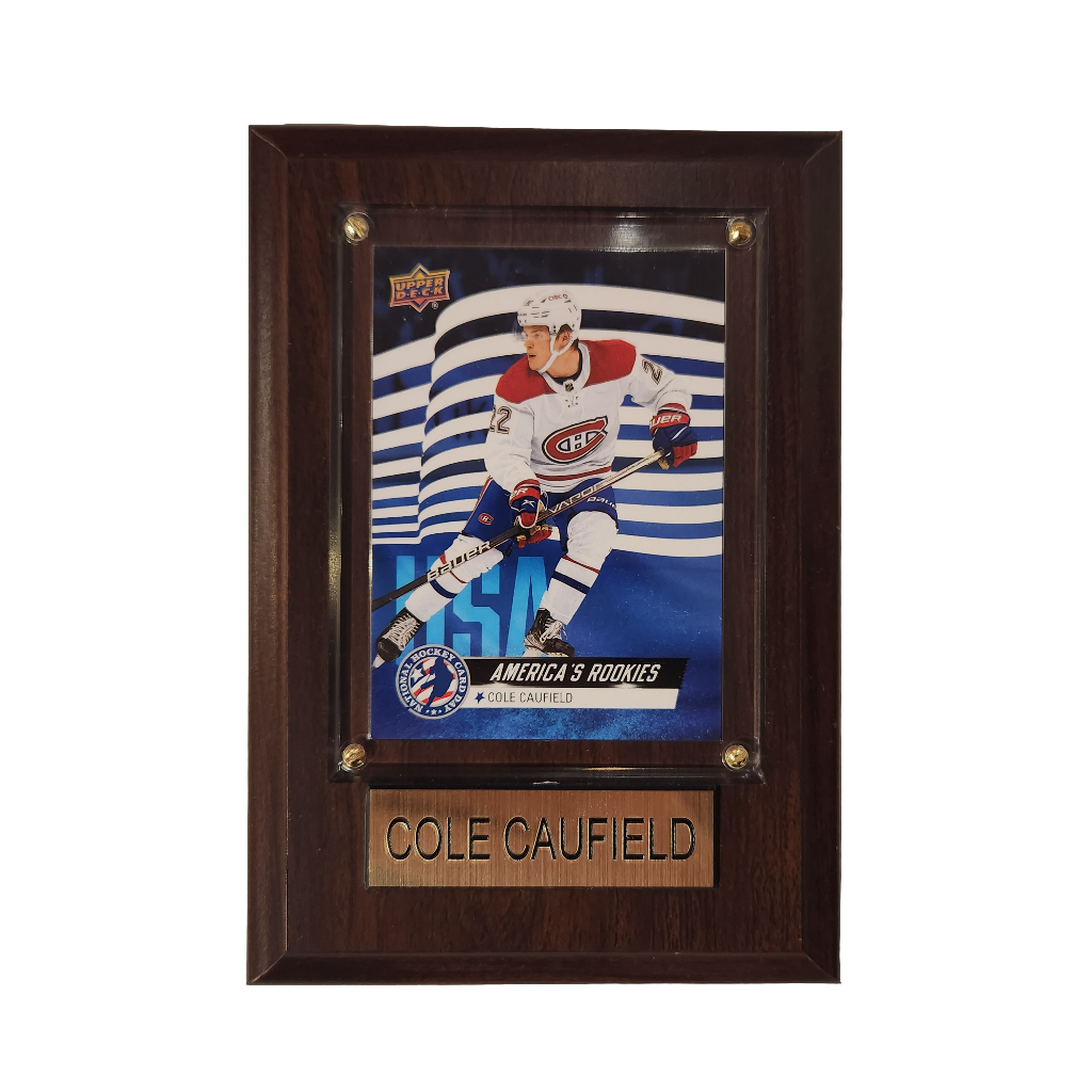 Cole Caufield Montreal Canadiens NHL 4x6 Hockey Player Card With Plaque product image 1, provided for visual reference and