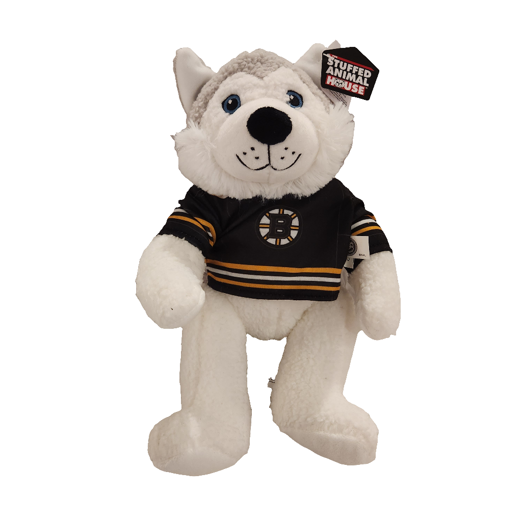 Grey Husky Boston Bruins NHL Stuffed Animal House 10" Curly Gritter product image 1, provided for visual reference and