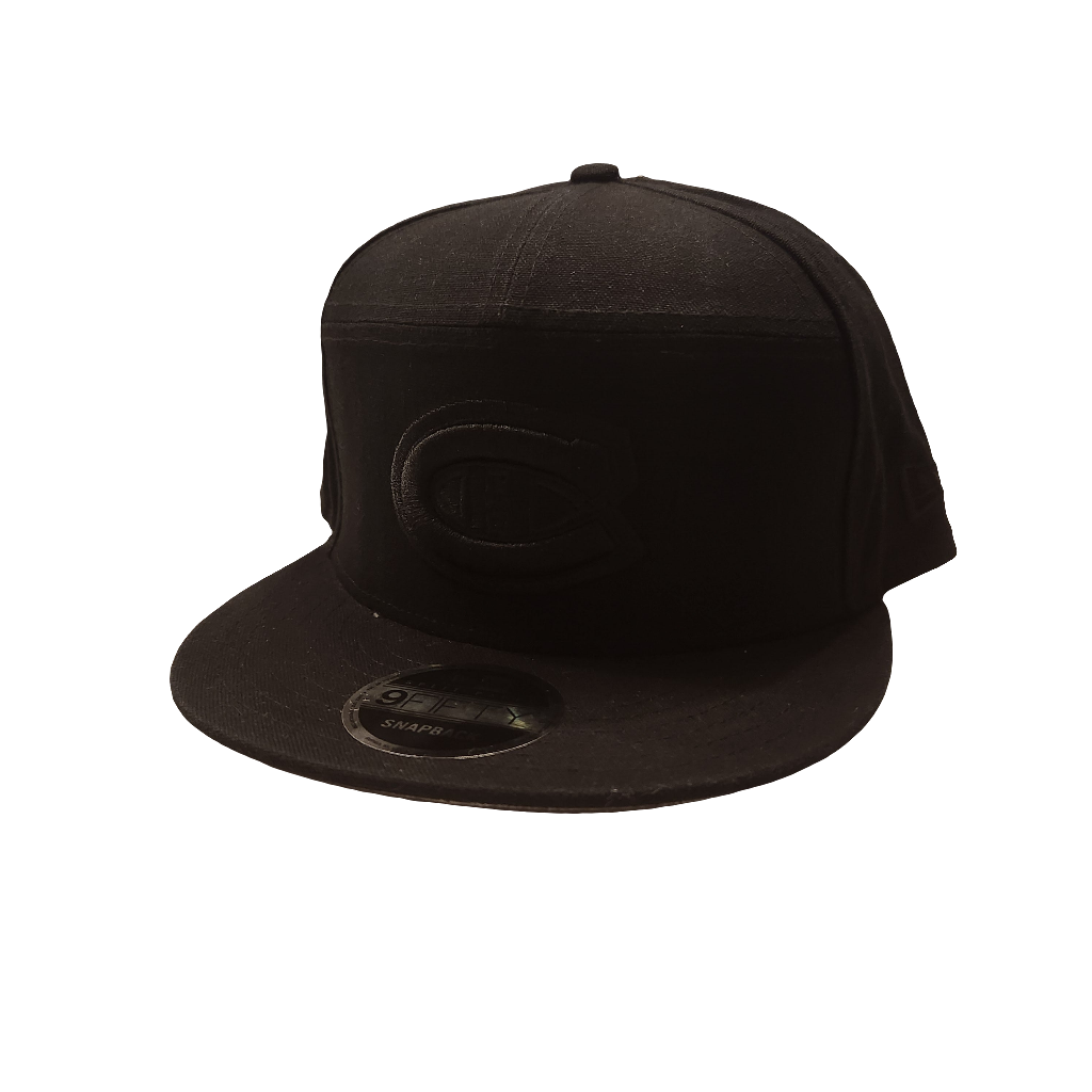 Montreal Canadiens NHL New Era Men Black on Black 9Fifty Split Panel Cotton Canvas Snapback product image 1, provided for