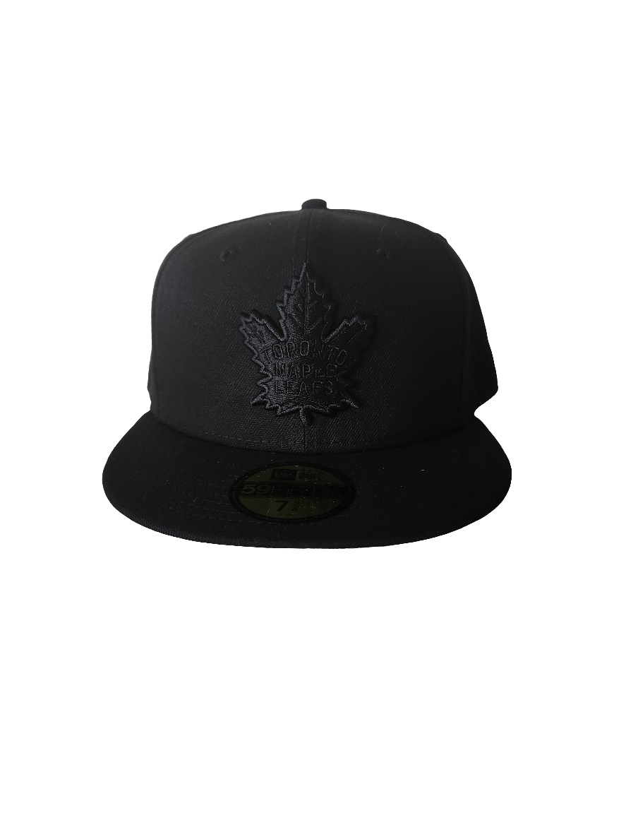 Toronto Maple Leafs NHL New Era Men Black on Black 59Fifty Fitted Hat product image 7, provided for visual reference and