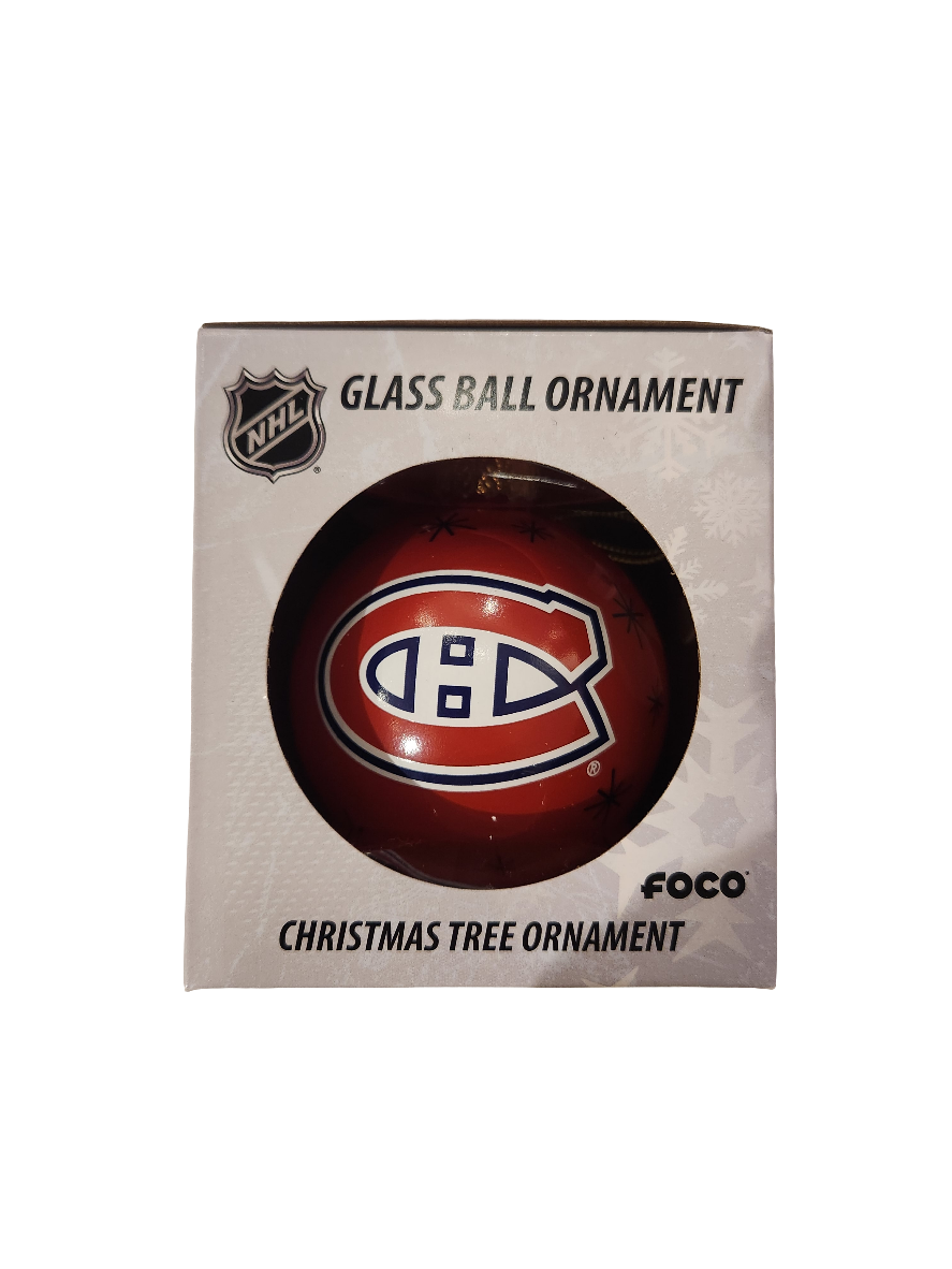 Montreal Canadiens NHL FOCO Printed Team logo Glass Ball Ornament product image 2, provided for visual reference and product