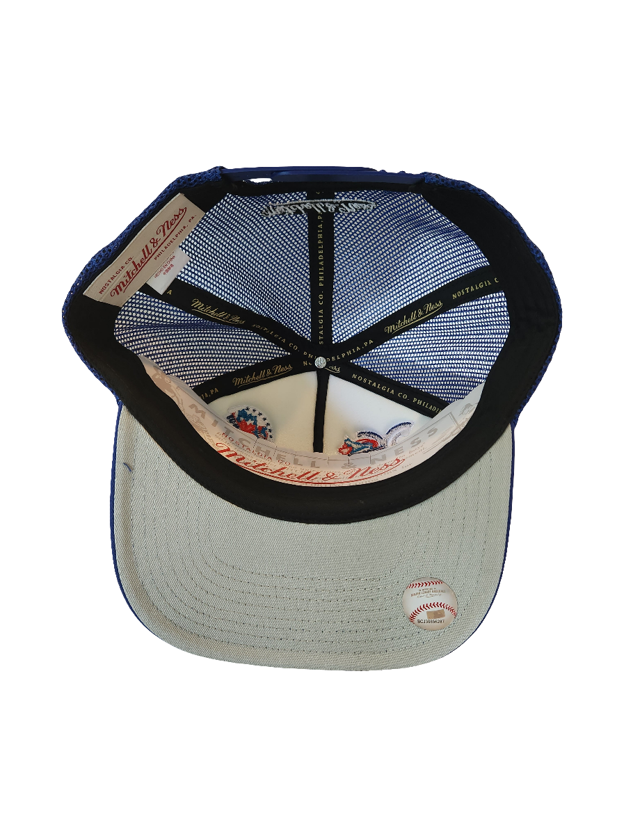 Toronto Blue Jays MLB Mitchell & Ness Men White Gridlock Trucker Adjustable Fit Snapback Hat product image 5, provided for