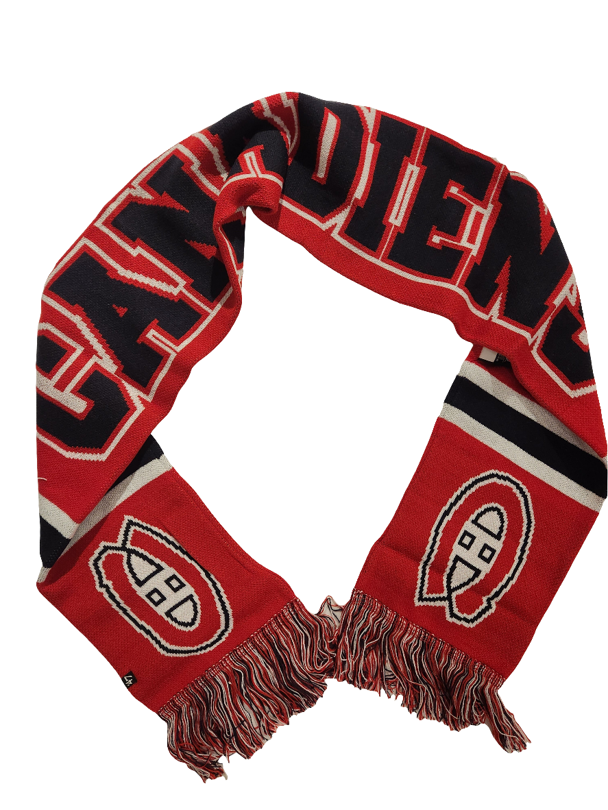 Montreal Canadiens NHL 47 Brand Men Red Breakaway Knit Scarf product image 3, provided for visual reference and product
