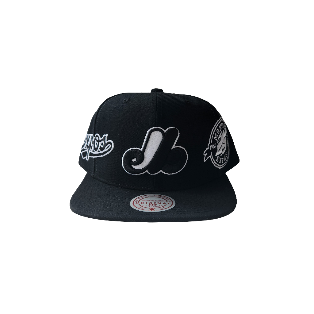 Montreal Expos MLB Mitchell & Ness Men Black Trifecta Cooperstown Original Fit Snapback product image 1, provided for visual