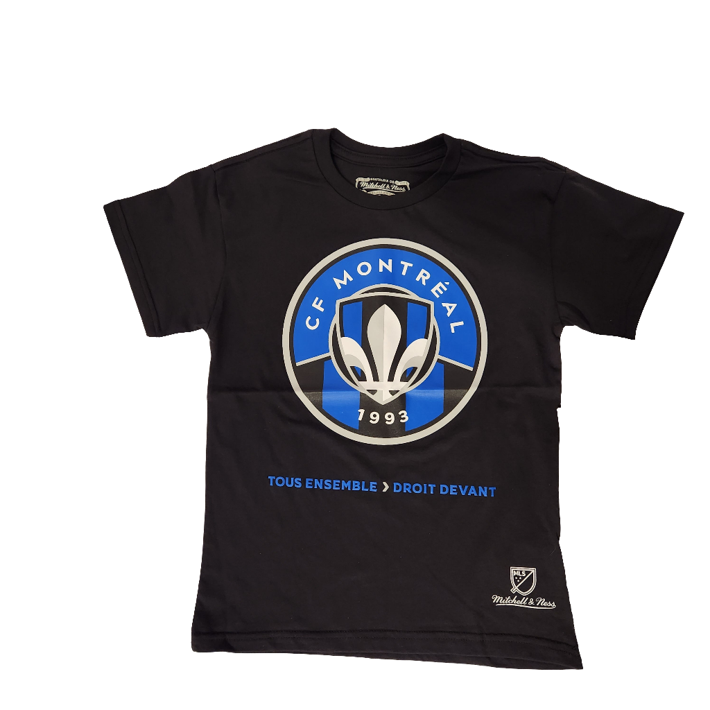 CF Montreal MLS Mitchell & Ness Youth Blue Mascot Scribbles T-Shirt product image 1, provided for visual reference and