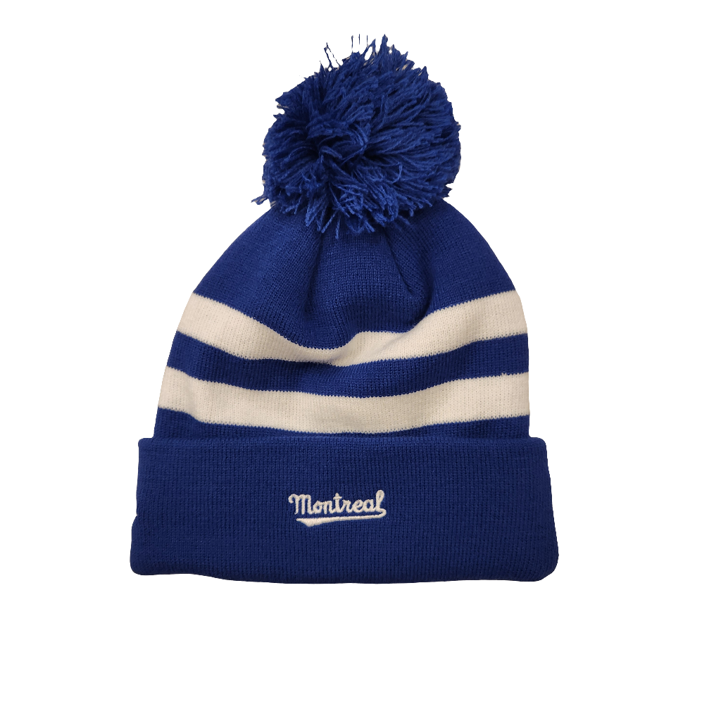 Montreal Royals MiLB New Era Men Royal Blue/White Cuff Pom Knit Hat product image 2, provided for visual reference and