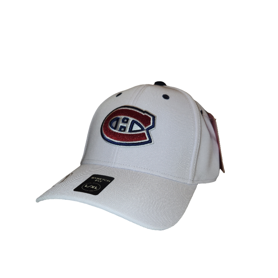 Montreal Canadiens NHL American Needle Men White E-Boss Stretch Fit Hat product image 2, provided for visual reference and