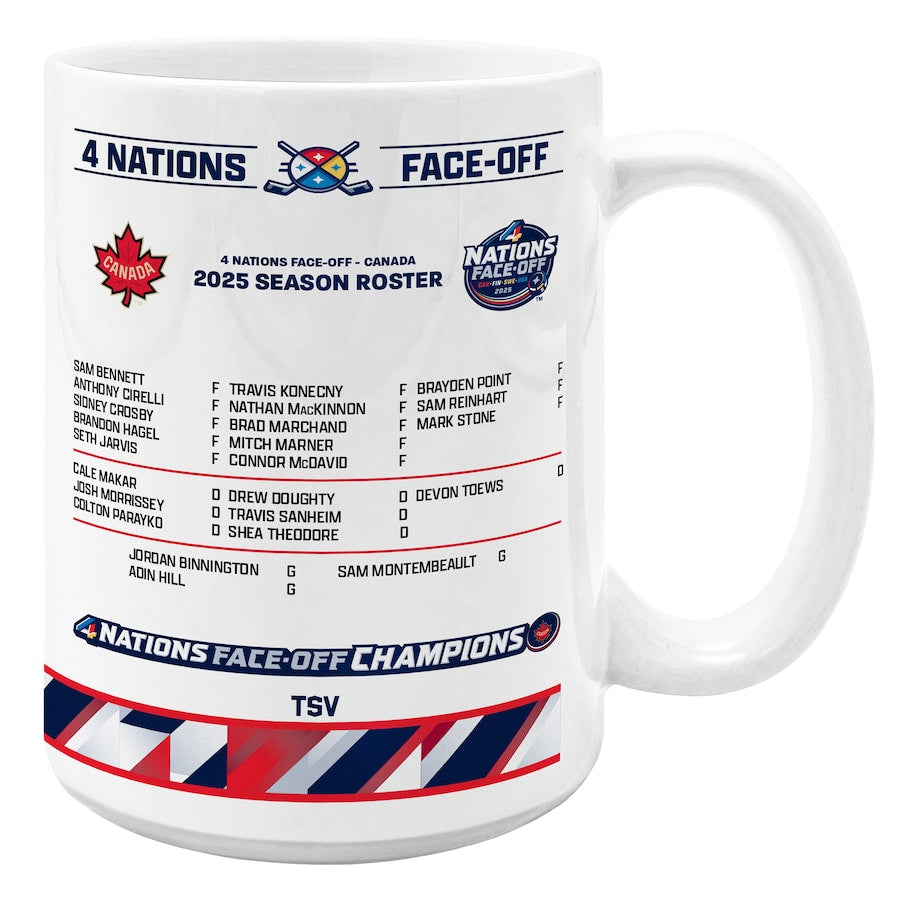 Canada NHL Inglasco 15oz 4 Nations Face-Off Champions Roster Sublimated Mug product image 2, provided for visual reference