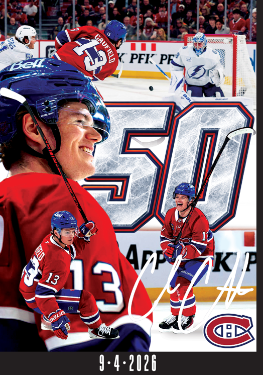 Cole Caufield Montreal Canadiens NHL Mitchell & Ness Men Black 50th Goal T-Shirt product image 2, provided for visual