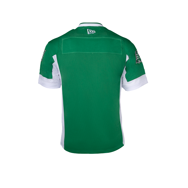 Saskatchewan Roughriders CFL New Era Men Green Home Replica Jersey product image 2, provided for visual reference and