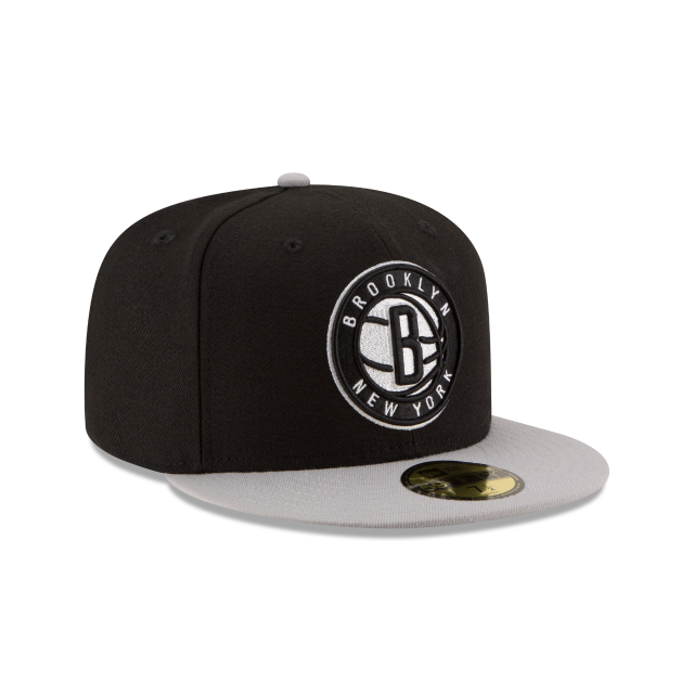 Brooklyn Nets NBA New Era Men Black/Grey 59Fifty Two Tone Fitted Hat product image 6, provided for visual reference and