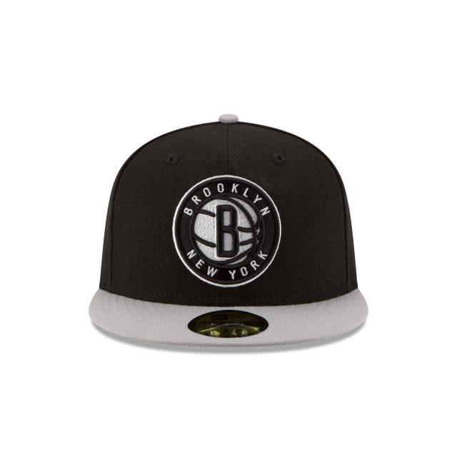 Brooklyn Nets NBA New Era Men Black/Grey 59Fifty Two Tone Fitted Hat product image 5, provided for visual reference and
