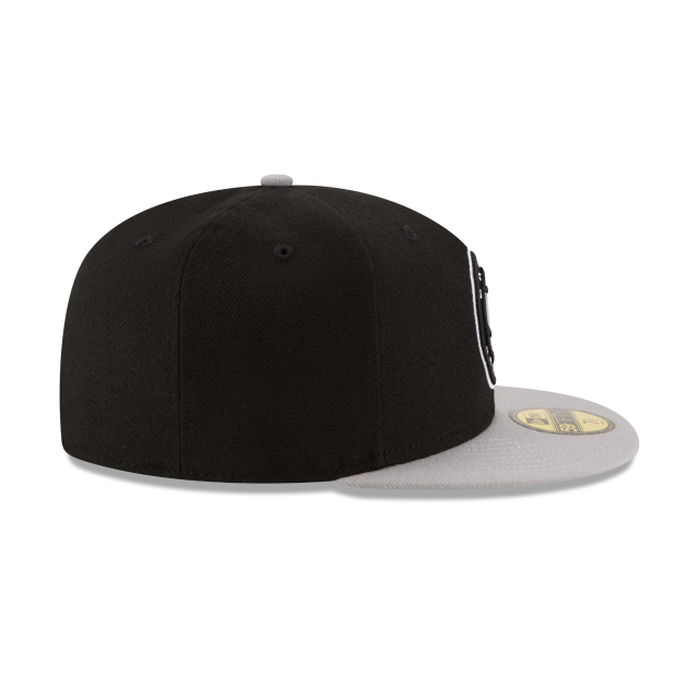 Brooklyn Nets NBA New Era Men Black/Grey 59Fifty Two Tone Fitted Hat product image 3, provided for visual reference and