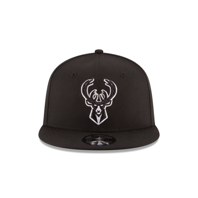 Milwaukee Bucks NBA New Era Men Black/White 9Fifty Basic Snapback product image 5, provided for visual reference and product
