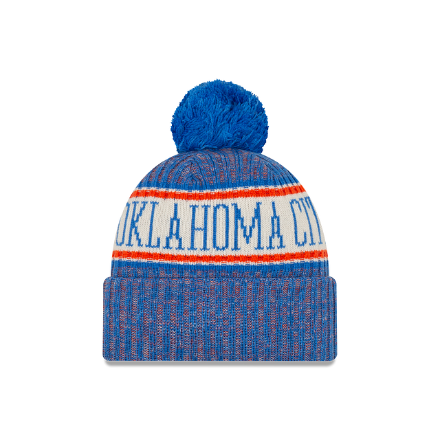 Oklahoma City Thunder NBA New Era Men Blue Sport Cuff Pom Knit product image 2, provided for visual reference and product