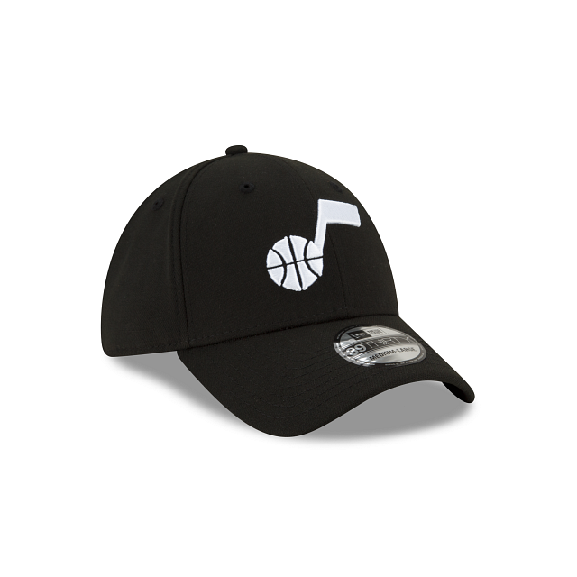 Utah Jazz NBA New Era Men Black/White 39Thirty Team Classic Stretch Fit Hat product image 7, provided for visual reference