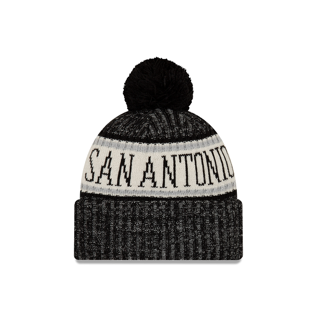 San Antonio Spurs NBA New Era Men Black Sport Cuff Pom Knit product image 2, provided for visual reference and product