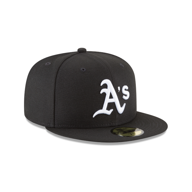 Oakland Athletics MLB New Era Men Black White 59Fifty Basic Fitted Hat product image 6, provided for visual reference and